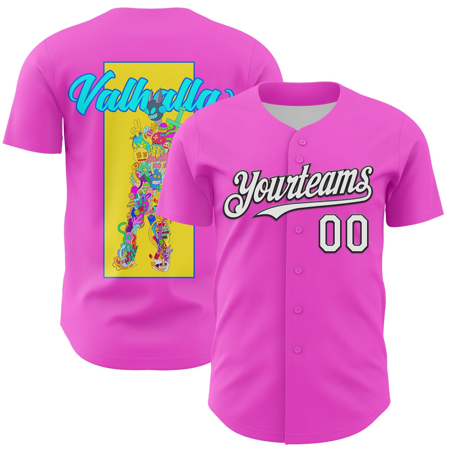 Custom Deep Pink White-Black 3D Vaunsart Valhalla Authentic Baseball Jersey T-Shirts, Hoodie, Sweatshirt (Image 1)