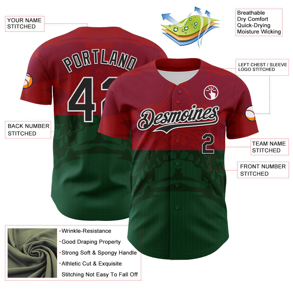 Custom Cardinal Black-Kelly Green 3D Mexico Authentic Baseball Jersey T-Shirts, Hoodie, Sweatshirt | WearSparks.com (Image 3)