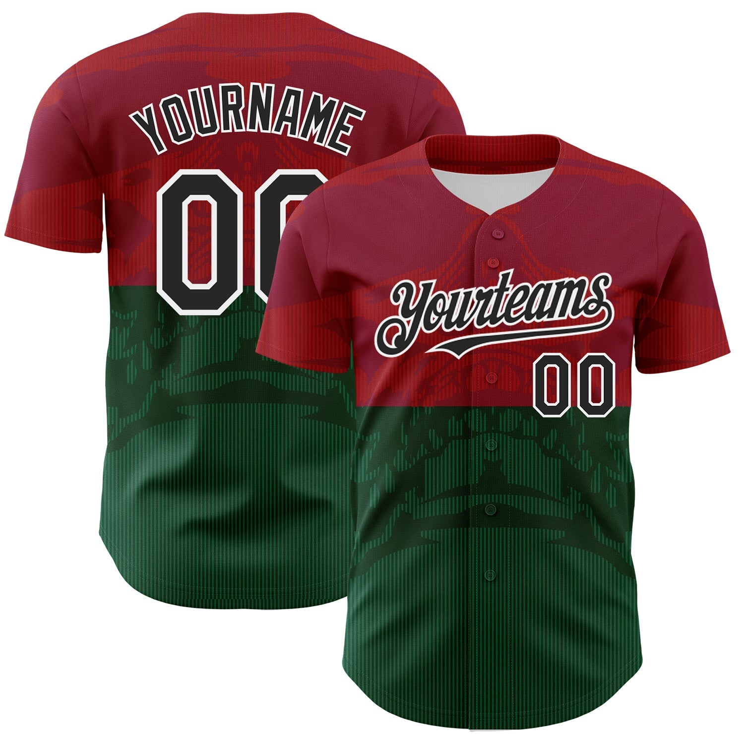 Custom Cardinal Black-Kelly Green 3D Mexico Authentic Baseball Jersey T-Shirts, Hoodie, Sweatshirt | WearSparks.com (Image 1)