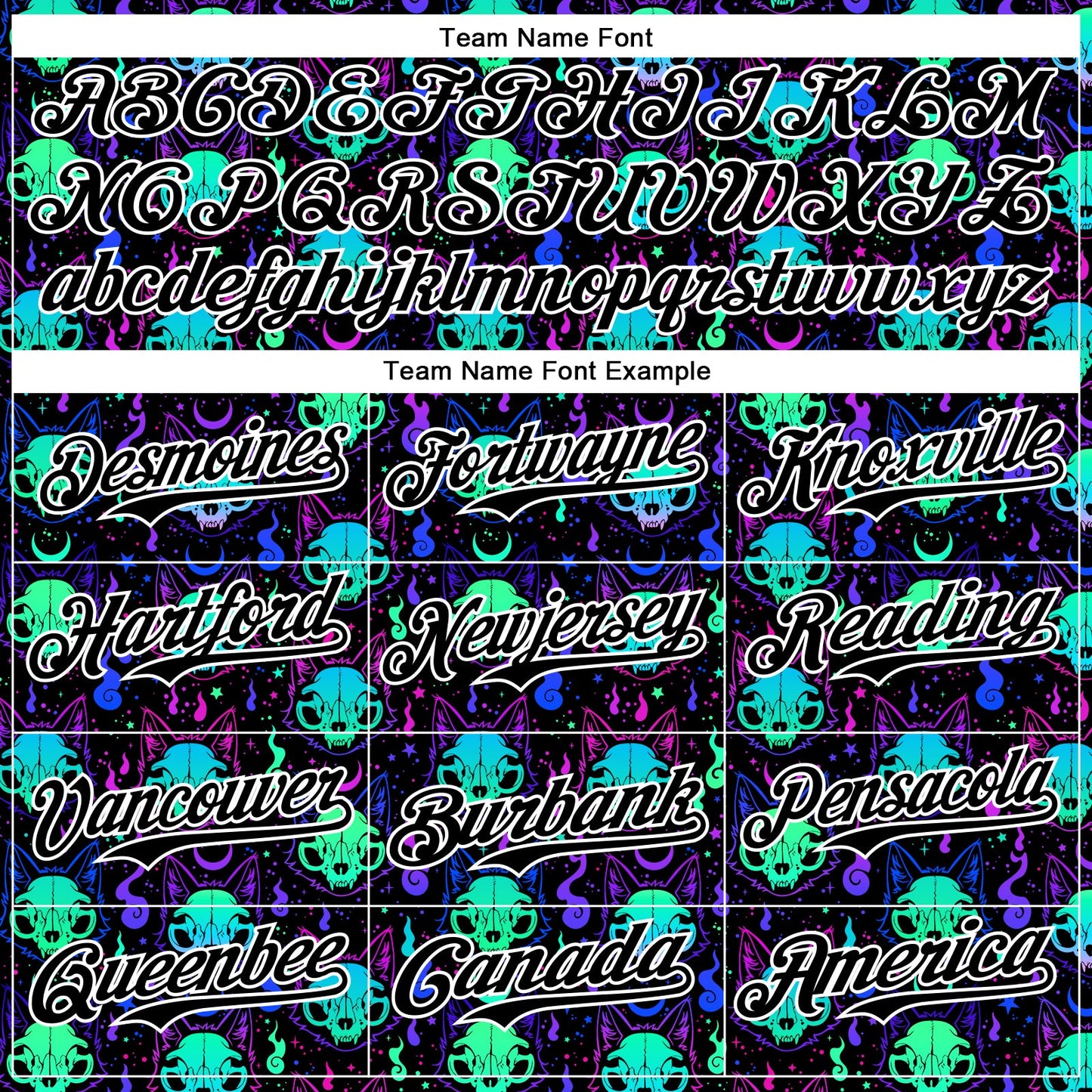 Custom Black White 3D Pattern Design Rave Psychedelic Neon Cat Skull Authentic Baseball Jersey
