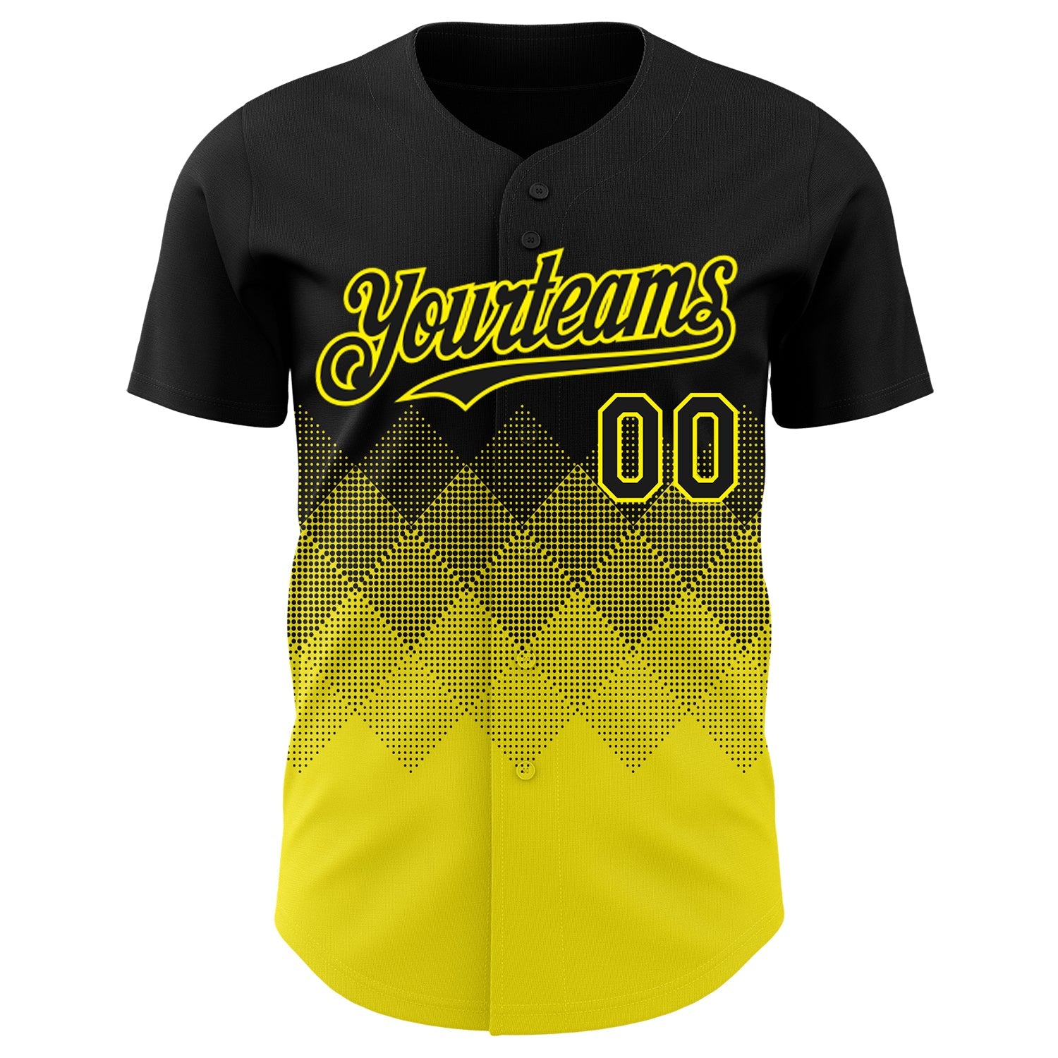 Custom Black Light Yellow 3D Gradient Square Shape Authentic Baseball Jersey T-Shirts, Hoodie, Sweatshirt (Image 2)