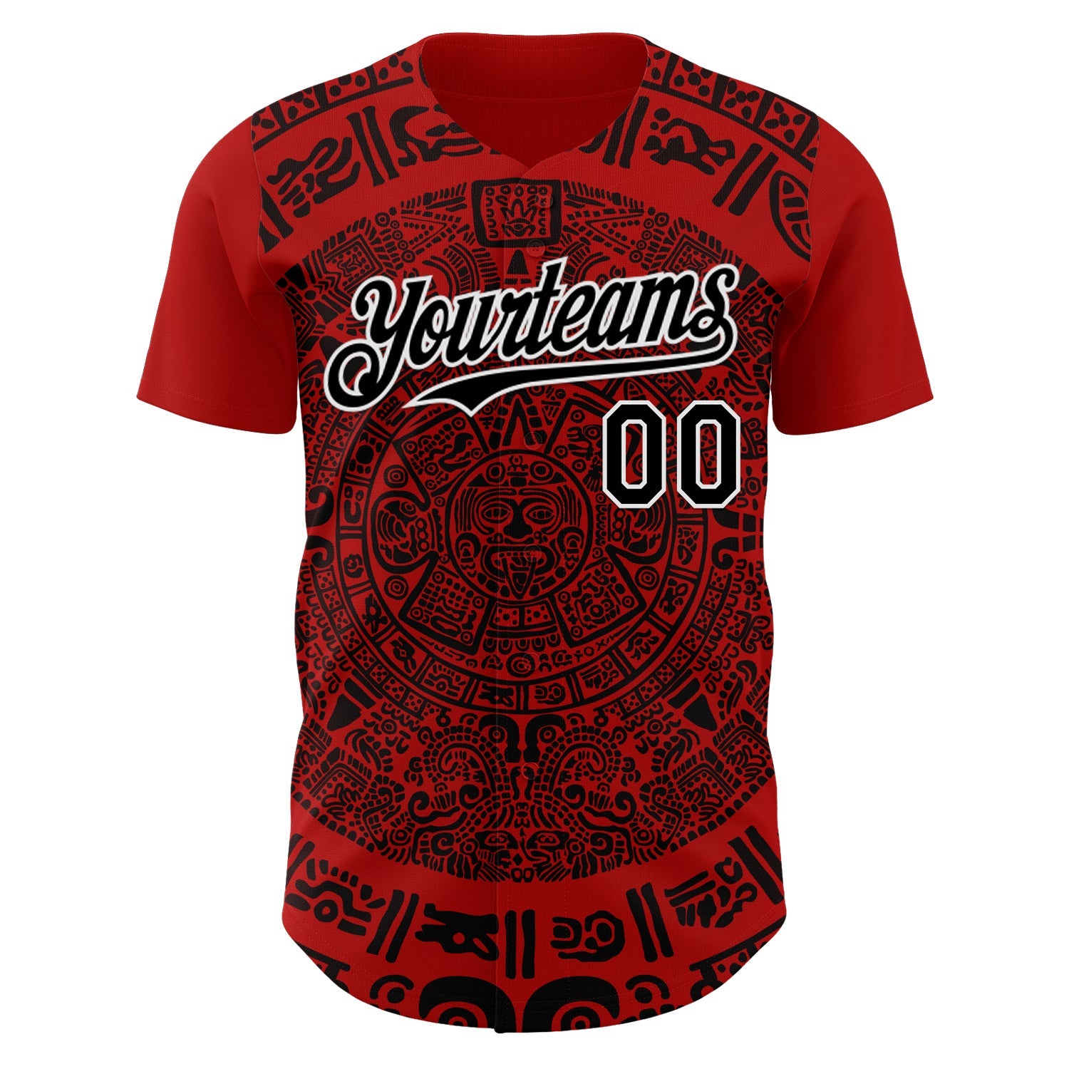 Custom Red Black-White 3D Mexico Authentic Baseball Jersey