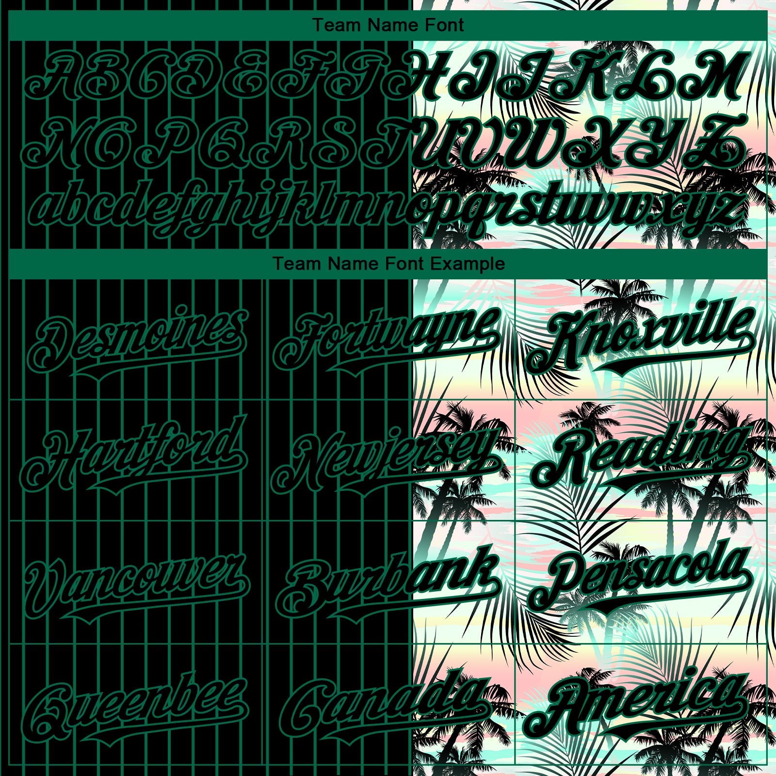 Custom Black Kelly Green 3D Pattern Design Pinstripe Tropical Palm Leaves Authentic Baseball Jersey