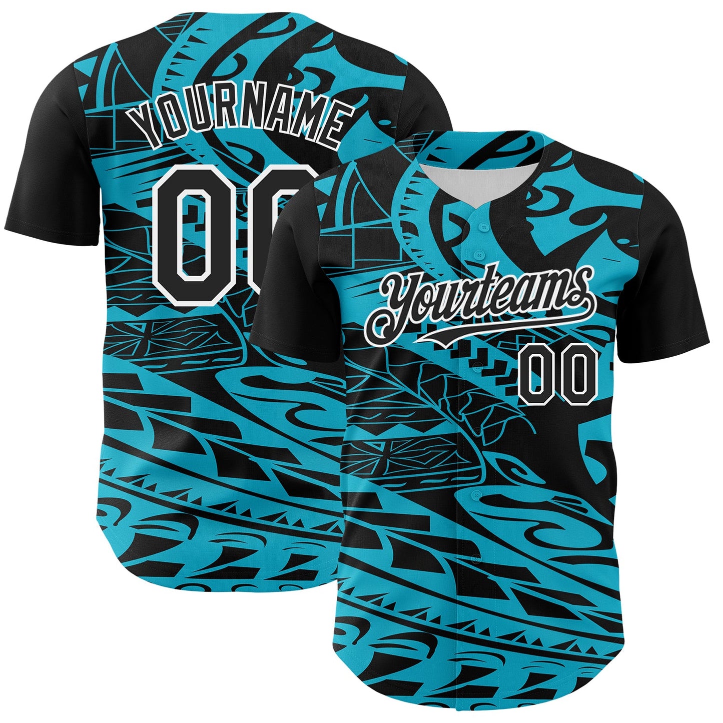 Custom Black Lakes Blue-White 3D Polynesian Style Islander Authentic Baseball Jersey T-Shirts, Hoodie, Sweatshirt (Image 1)