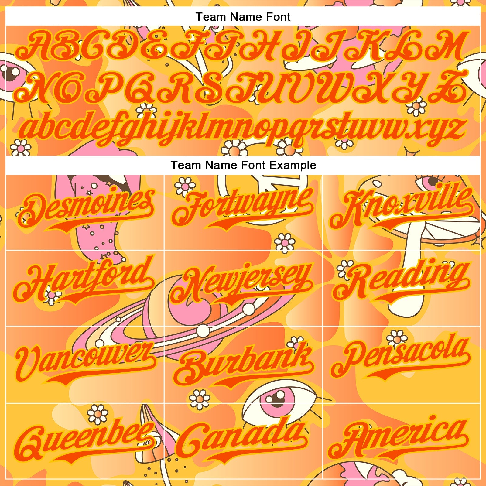 Custom Gold Orange-Yellow 3D Pattern Design Trippy Magic Mushrooms Groove Authentic Baseball Jersey T-Shirts,... (Image 4)