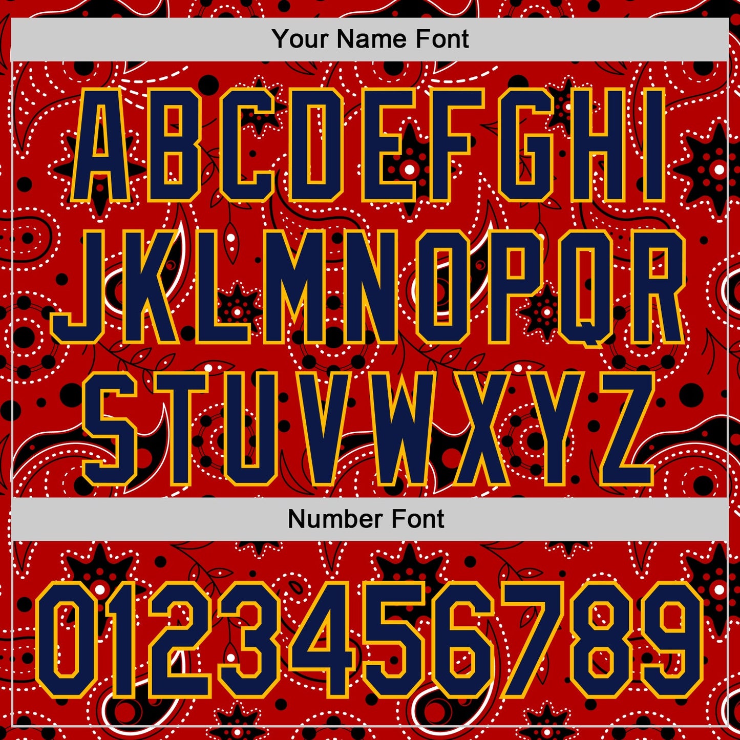 Custom Red Navy-Gold 3D Pattern Design Burner Costumes Paisley Bandana Authentic Baseball Jersey