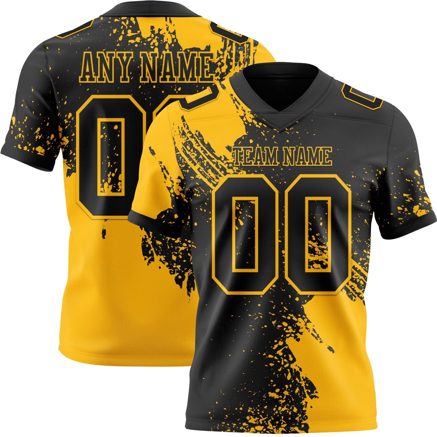 Custom Black Gold 3D Pattern Abstract Brush Stroke Authentic Football Jersey T-Shirts, Hoodie, Sweatshirt (Image 1)