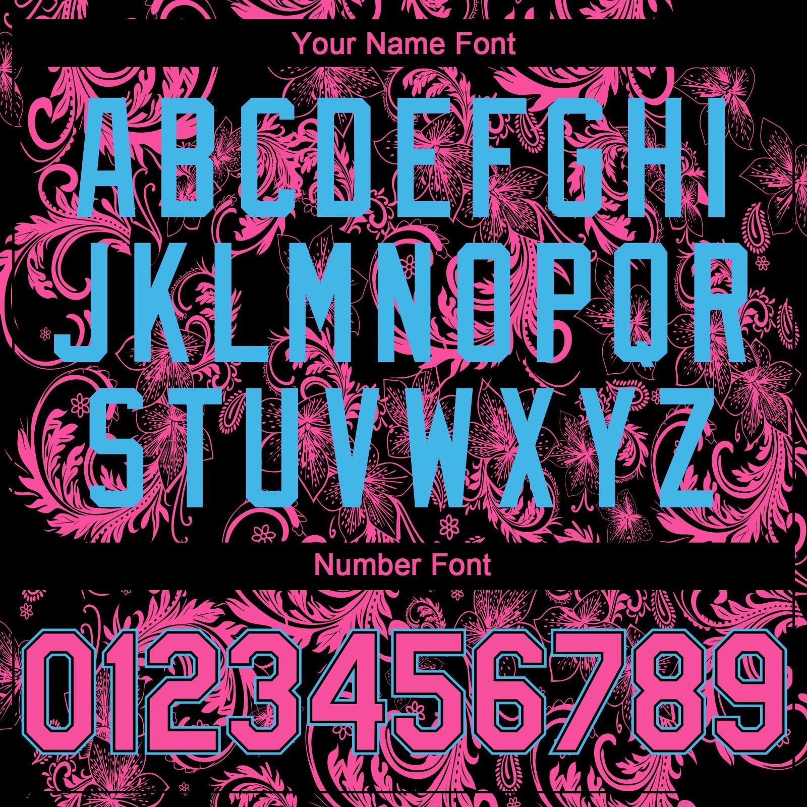 Custom Black Pink-Sky Blue Flower Authentic Baseball Jersey
