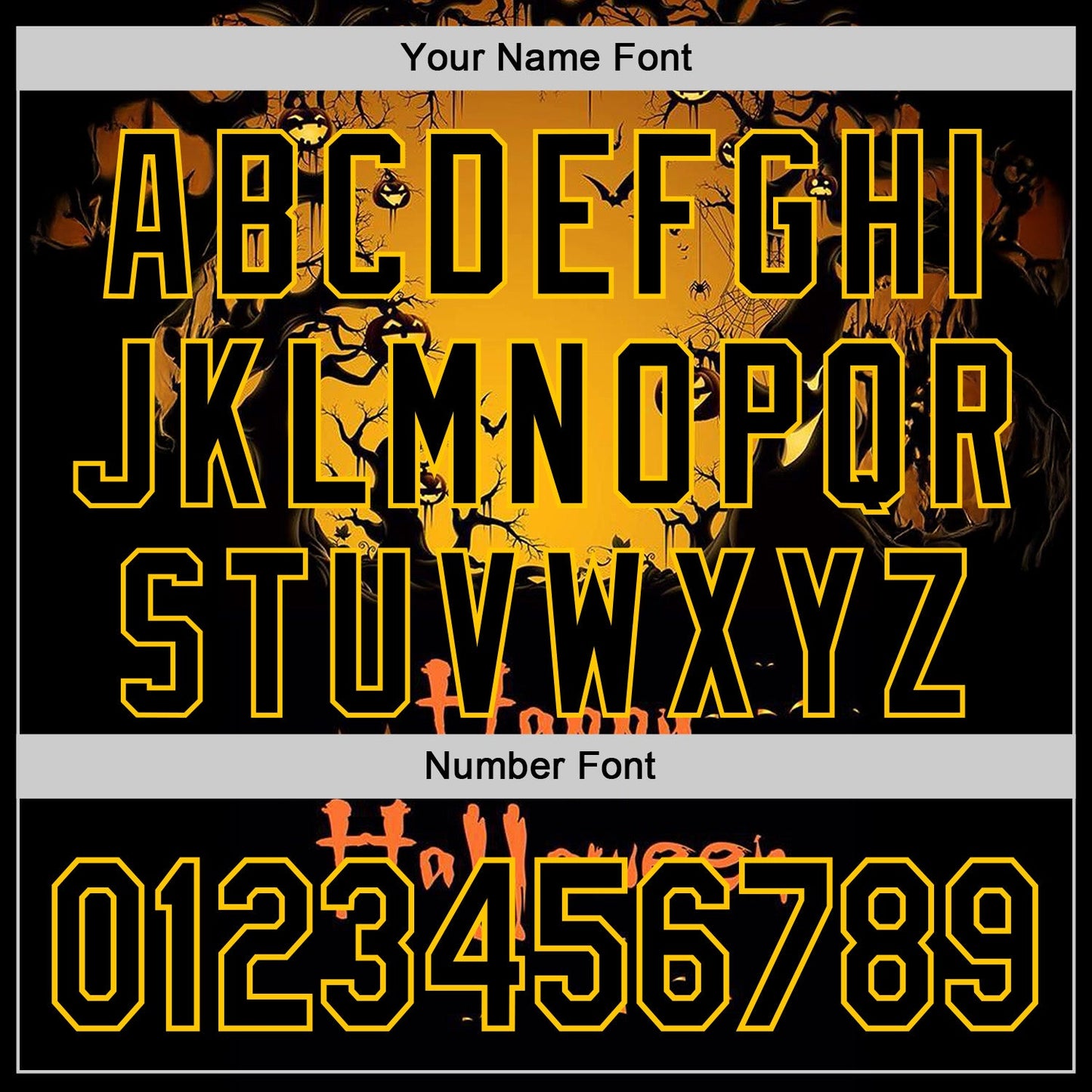 Custom Yellow Black 3D Halloween Spooky Pumpkin Authentic Baseball Jersey