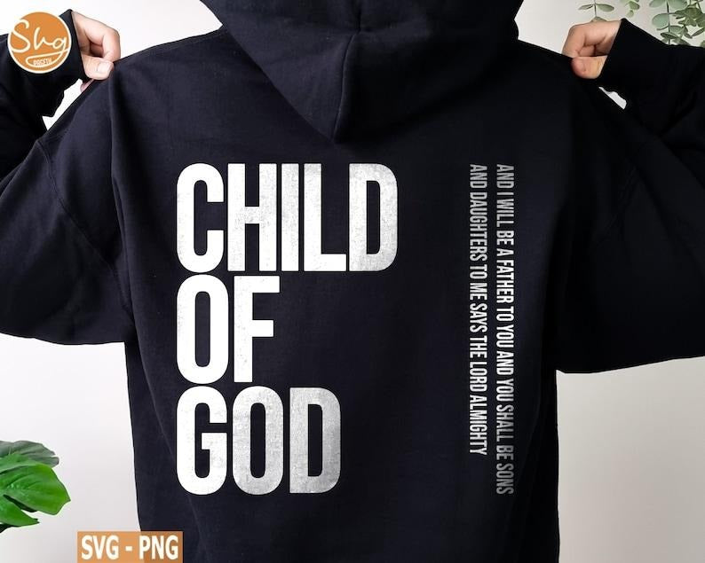 Child of God Shirt - Black Cotton Graphic T-Shirt with Jesus Quote, Crew Neck, 3/4 Length, Ideal for Religious Wear