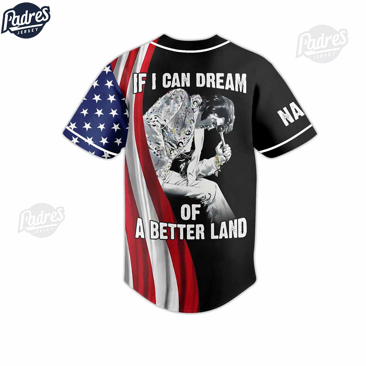 4th Of July Elvis Presley Custom Baseball Jersey - Padres Jersey Oasis: Elevate Your Baseball Style Game... (Image 3)