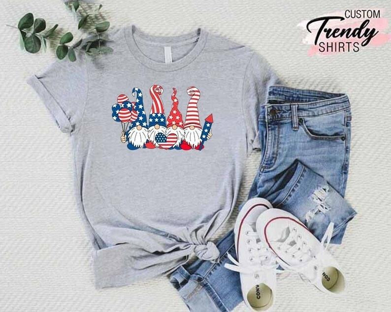 4th Of July Gnome Shirt American Gnome Shirt 4th Of July Gift Patriotic Shirt Memorial Day Gift Shirt Fourth Of July...