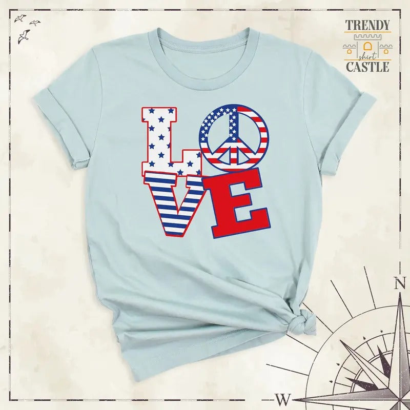 4th Of July Love Tshirte America Independence Day Celebration Tee Big Usa Freedom Flag Shirt Memorial Day Tee Gift From...