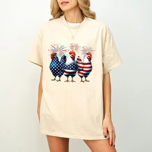 4th of July Chicken Shirt, Fourth of July T Shirt, Patriotic Mom Shirt, Gift for Her, Farm 4th of july Shirt, Woman 4th...