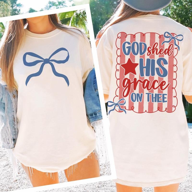 4th of July Coquette tshirt, God Shed His Grace On Thee tshirt, Patriotic tshirt Hoodie, Sweatshirt | WearSparks.com