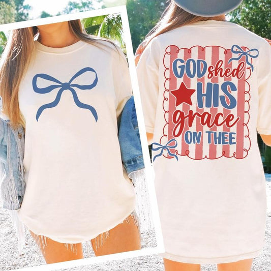 4th of July Coquette tshirt, God Shed His Grace On Thee tshirt, Patriotic tshirt Hoodie, Sweatshirt | WearSparks.com