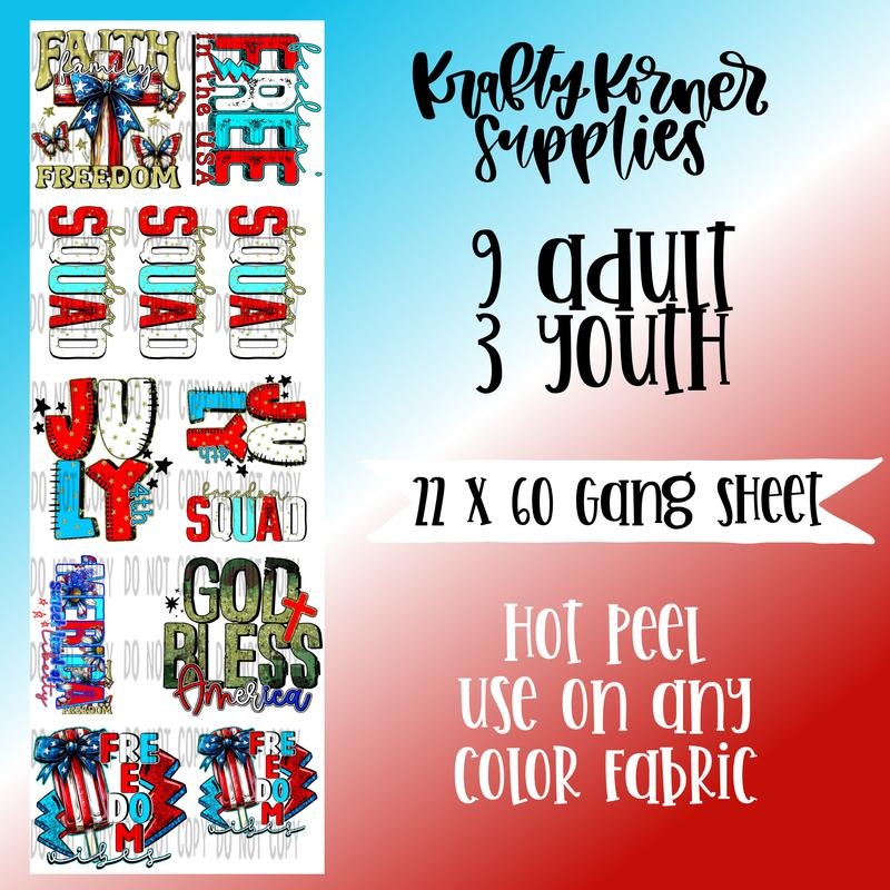 4th of July DTF Transfer Gang Sheet, 22 x 60 T-Shirts, Hoodie, Sweatshirt | WearSparks.com