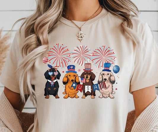 4th of July Dog T-Shirt, Dog Lover Gift, Fourth of July Dog T-shirts, Independence Day Shirt, Dog Mom Shirt, USA Flag...