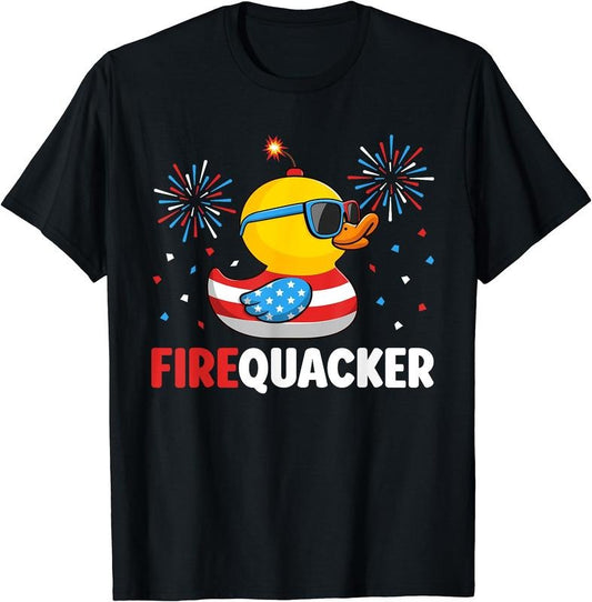 4th of July Duck Firequacker Patriotic Fourth of July Funny T-Shirt | Unisex Cotton Tee Gift, Crewneck, Short Sleeve...