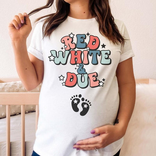 4th of July Pregnancy Announcement Shirt Fourth of July Baby Reveal t-shirt July 2025 Maternity tshirt Memorial Day Red...