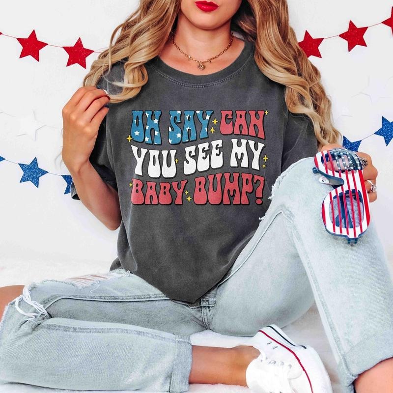 4th of July Pregnancy Announcement Shirt, Fourth of July Comfort Colors T-Shirt, Patriotic Baby Reveal Tee, Independence...