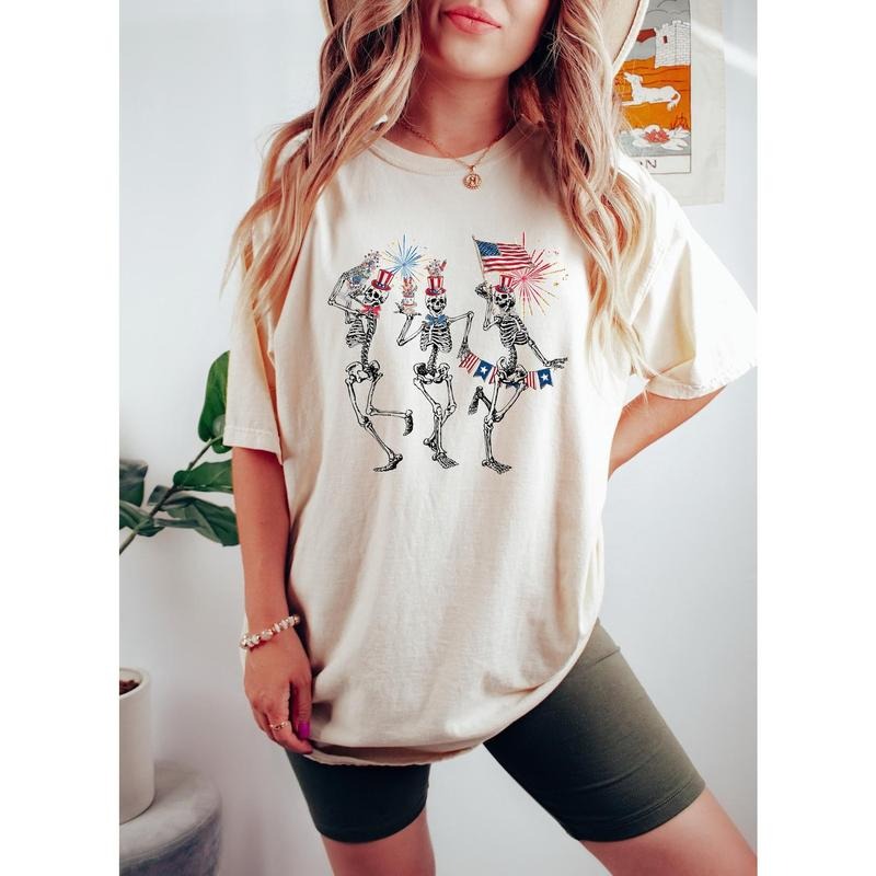 4th of July Skellies, 4th of July Shirts, Dancing Skeleton Shirt, American Flag Shirt,4th of July shirt Hoodie, Sweatshirt