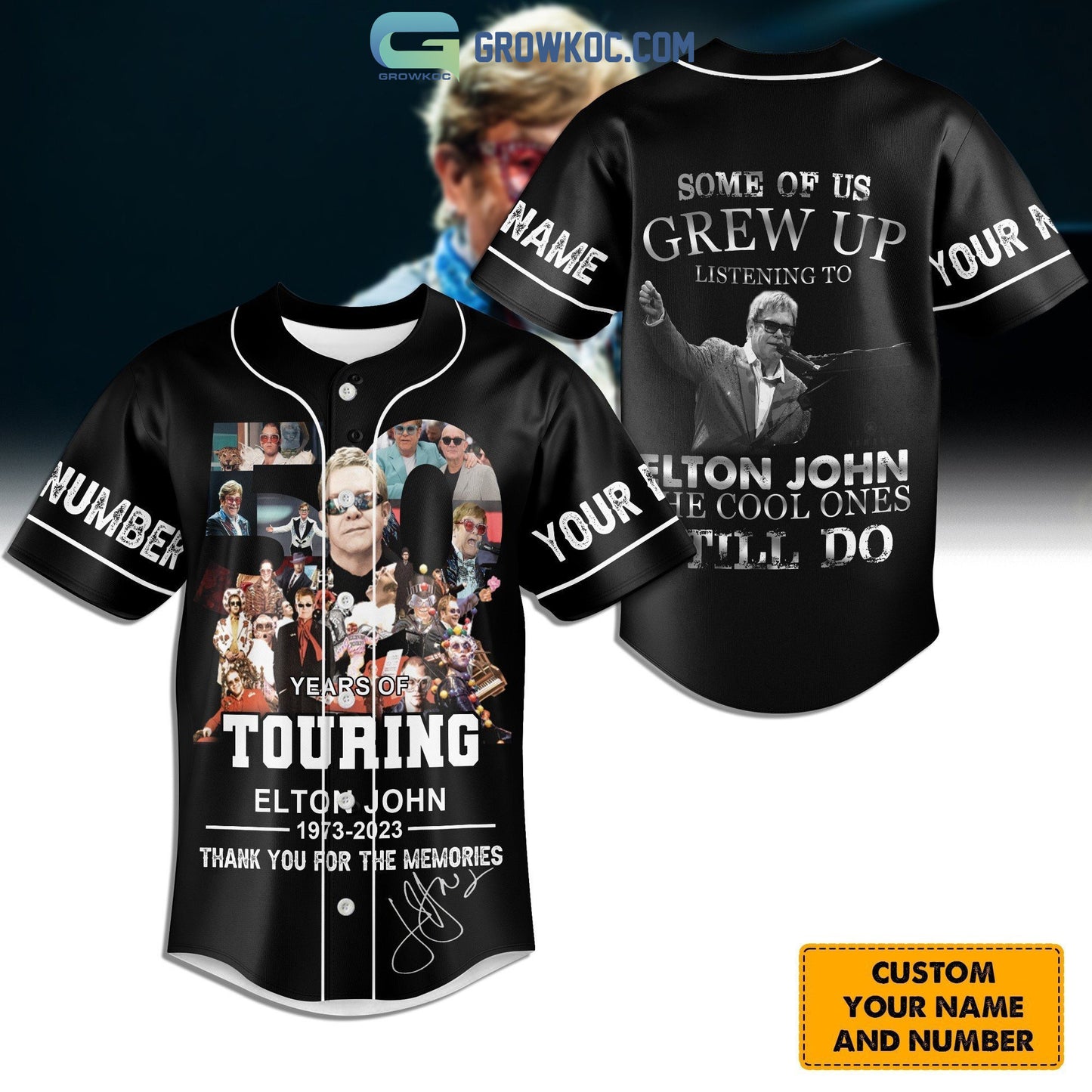 50 Years Of Touring Elton John Memories Personalized Baseball Jersey