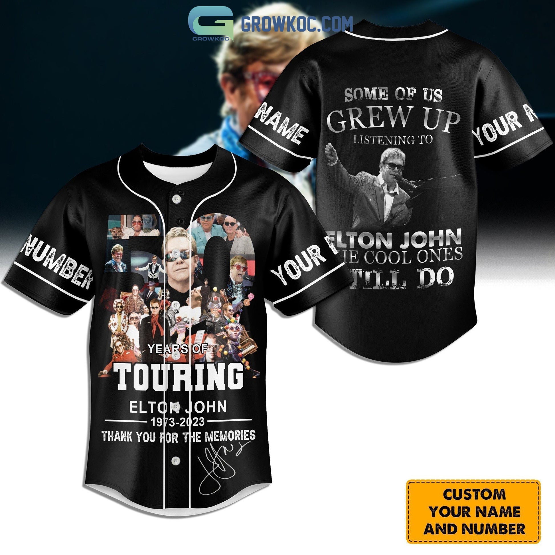 50 Years Of Touring Elton John Memories Personalized Baseball Jersey