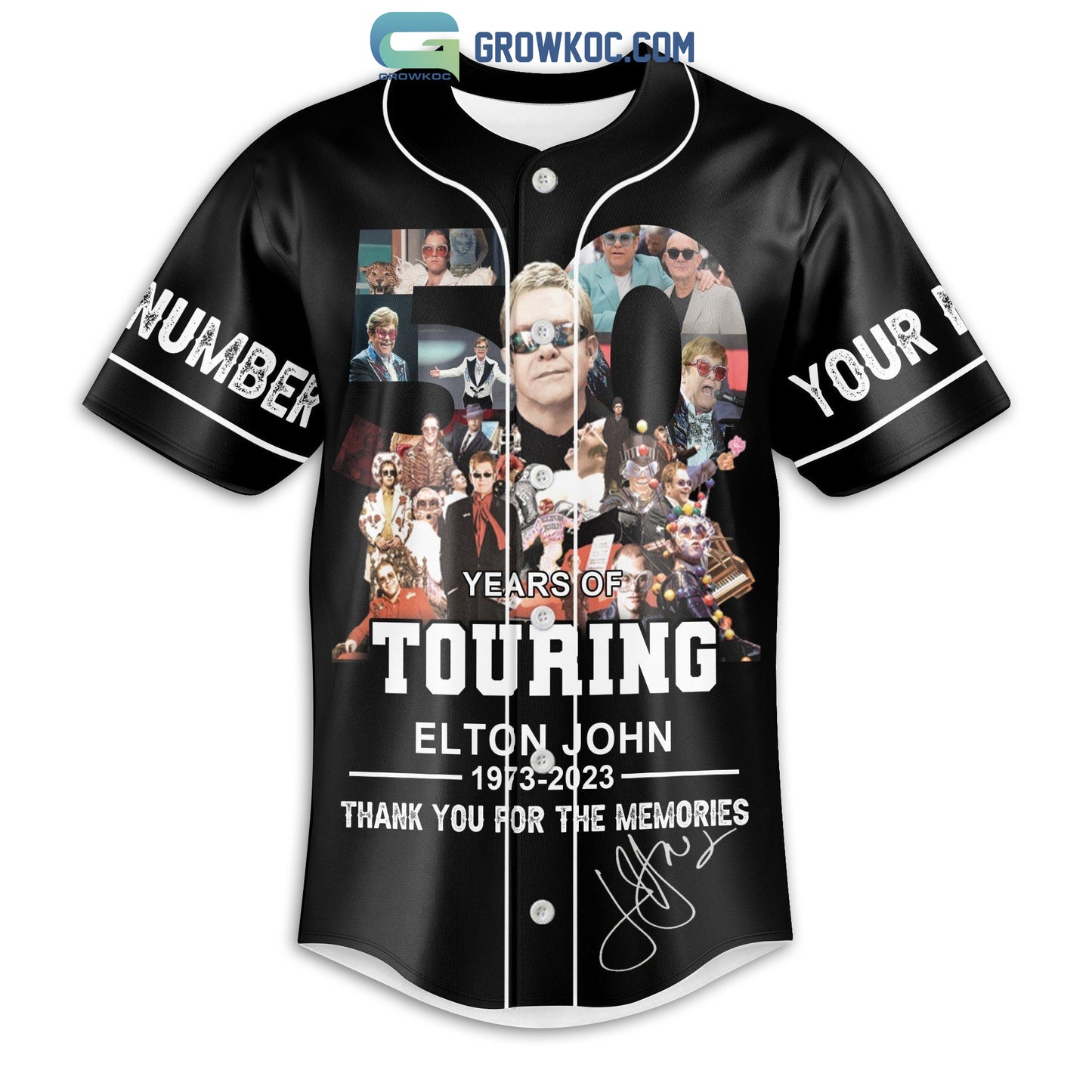 50 Years Of Touring Elton John Memories Personalized Baseball Jersey