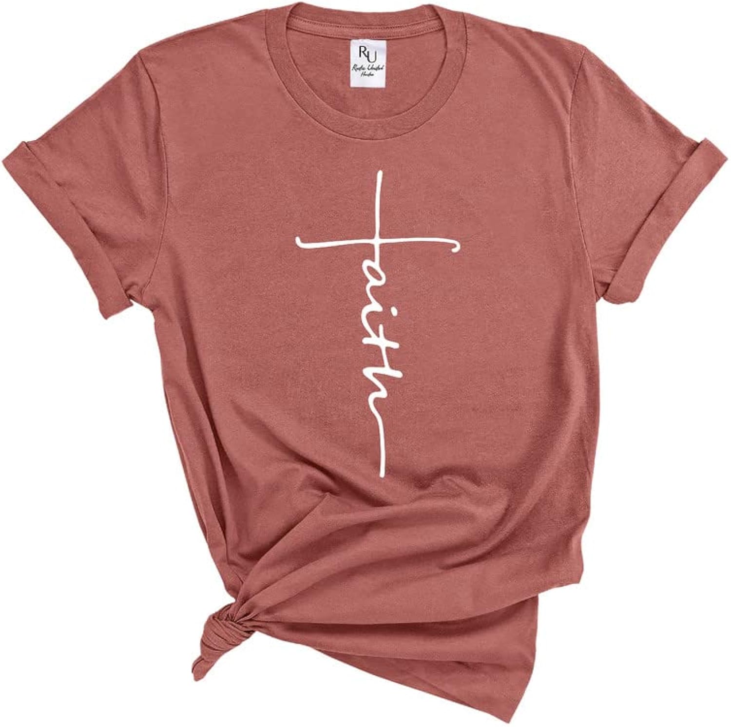 Faith Shirt - Christian Women's T-Shirt with Cross and Scripture, Inspirational Clothing for Easter and Faith