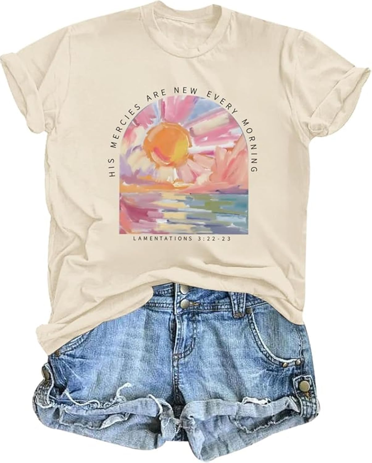 Christian Shirts for Women His Mercies are New Every Morning Tee Shirt Bible Verse Shirts Casual Short Sleeve Tops