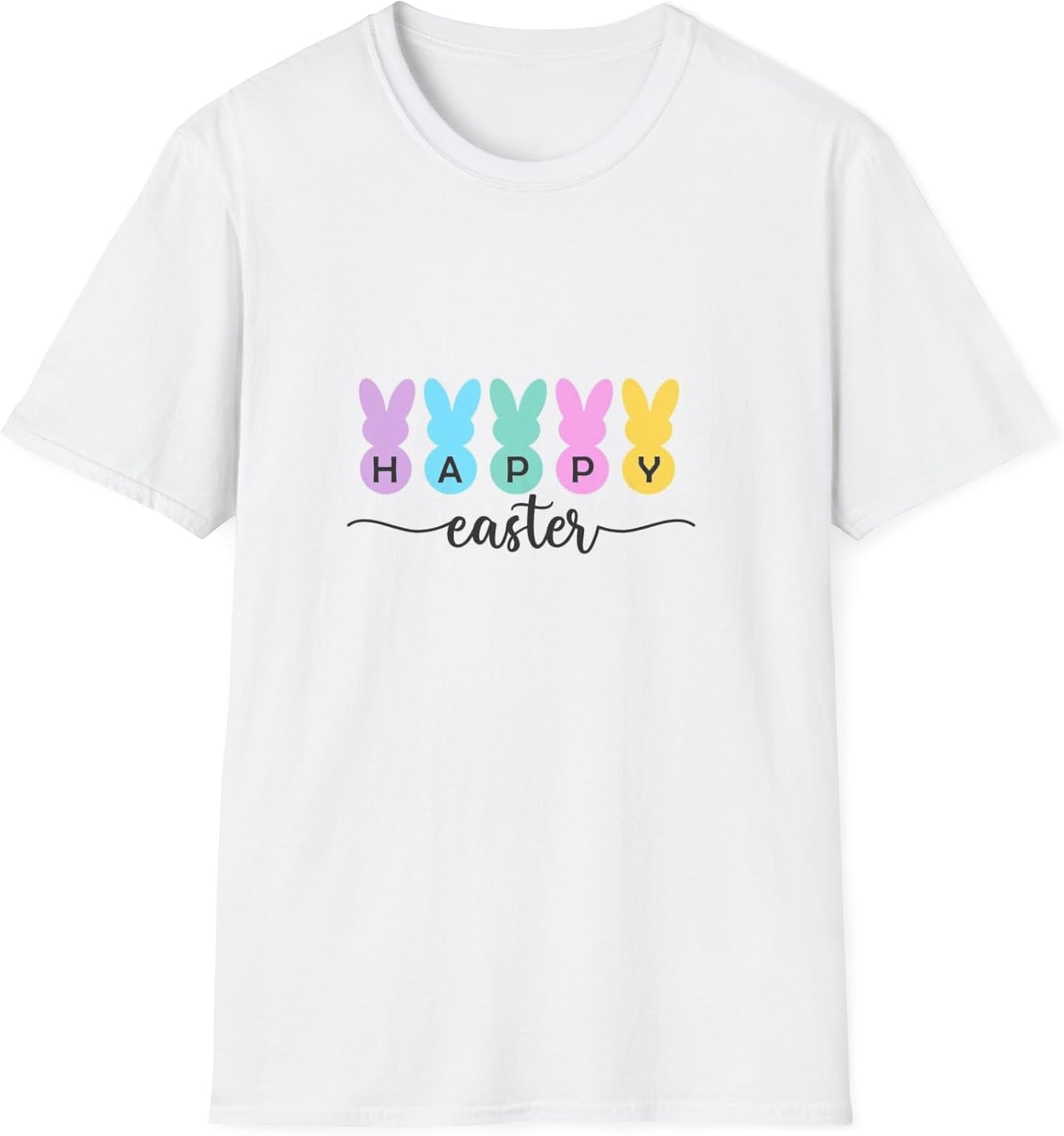 Happy Easter Bunny Line T-Shirt | Pastel Bunnies Easter Tee