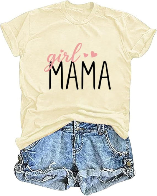 Mama Shirts for Women Boy Mom Shirt Girl Mama Tshirt Mom Era Mother Casual Graphic Short Sleeve Tops