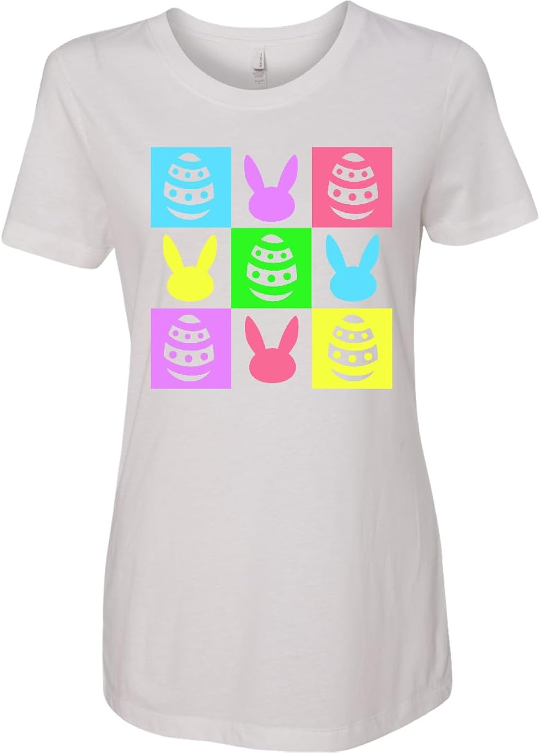 Easter Eggs and Bunny Cutout Grid in Pastels Women's T-Shirt