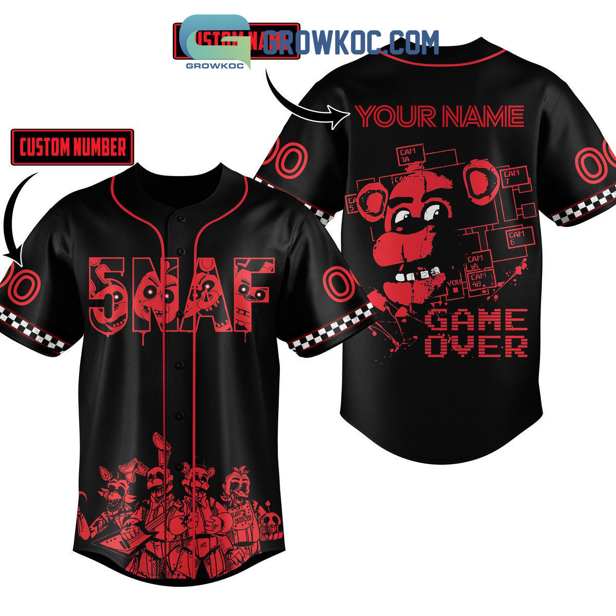 5NAF Game Over Personalized Baseball Jersey