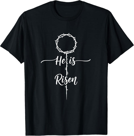 He is Risen Christian Kids Easter Cross Faith Church T-Shirt
