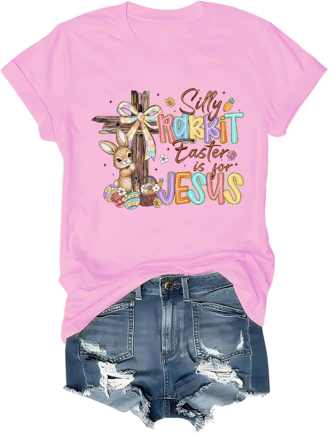 Silly Rabbit Easter is for Jesus Shirt, Cute Rabbit Easter is for Jesus Christian Cross T-Shirt