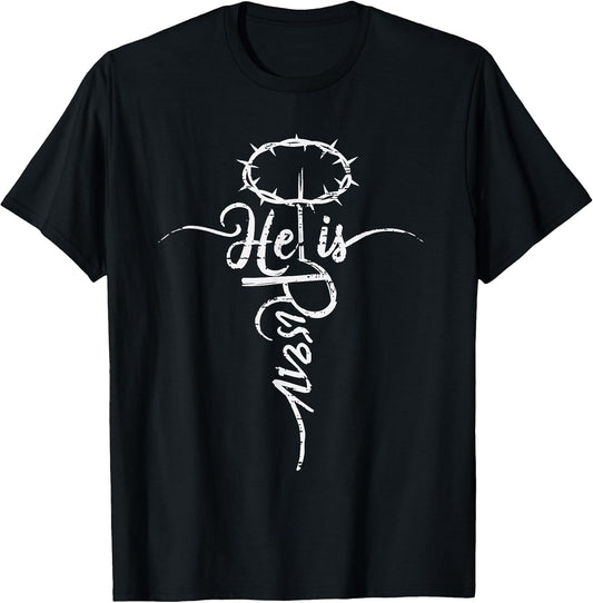 Retro Easter Day He is Risen Cross Jesus Christian Religious T-Shirt