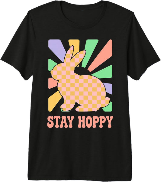 Stay Hoppy Retro Easter Bunny Pastel Rabbit Premium Tri-Blend T-Shirt