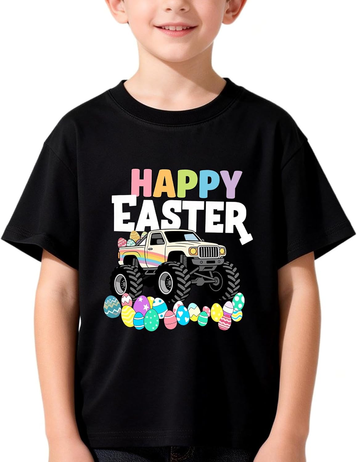 Easter Shirt for Toddler Boys Girls Cute Easter Bunny Egg Monster Truck T-Shirt Kids Christian Tee Tops 3-6T