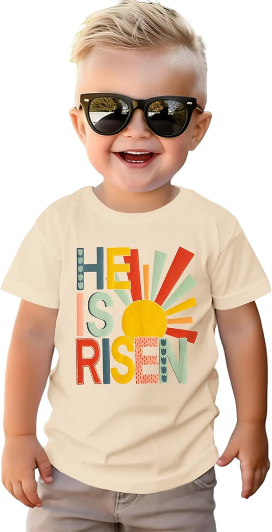 Toddler Boys Girls Easter Shirt Funny Graphic T-Shirt Cross Jesu Christian Outfit Kids Religious Short Sleeve Tops