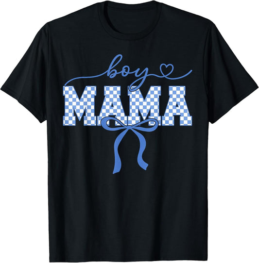 Retro Boy Mama Mother's Day 2026 Checkered Women Kids T-Shirt