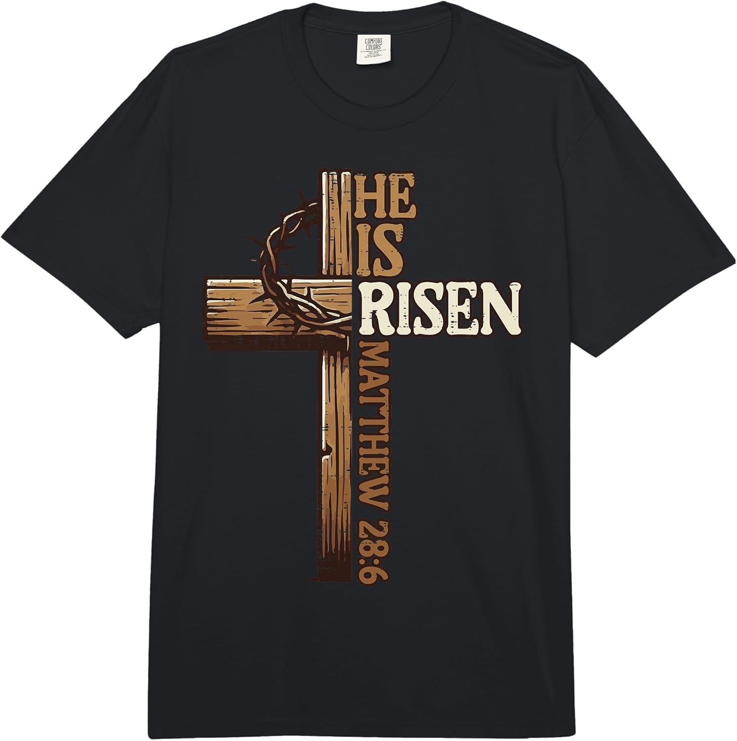 Easter Cross He is Risen Jesus Christian Men Women Kid Youth Comfort Colors Adult Heavyweight T-Shirt