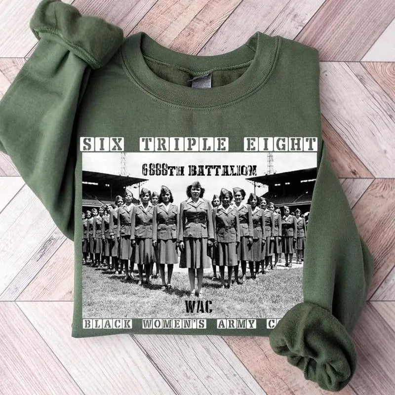 6888th Six Triple Eight Shirt, Black Women's Army Corps Sweatshirt, Women's Army Corps Shirt, Major Charity Adams Hoodie,...
