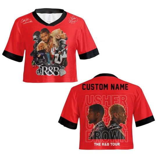 Usher And Chris Brown Baseball Jersey, The RnB Tour Jersey, Hip Hop Concert Jersey