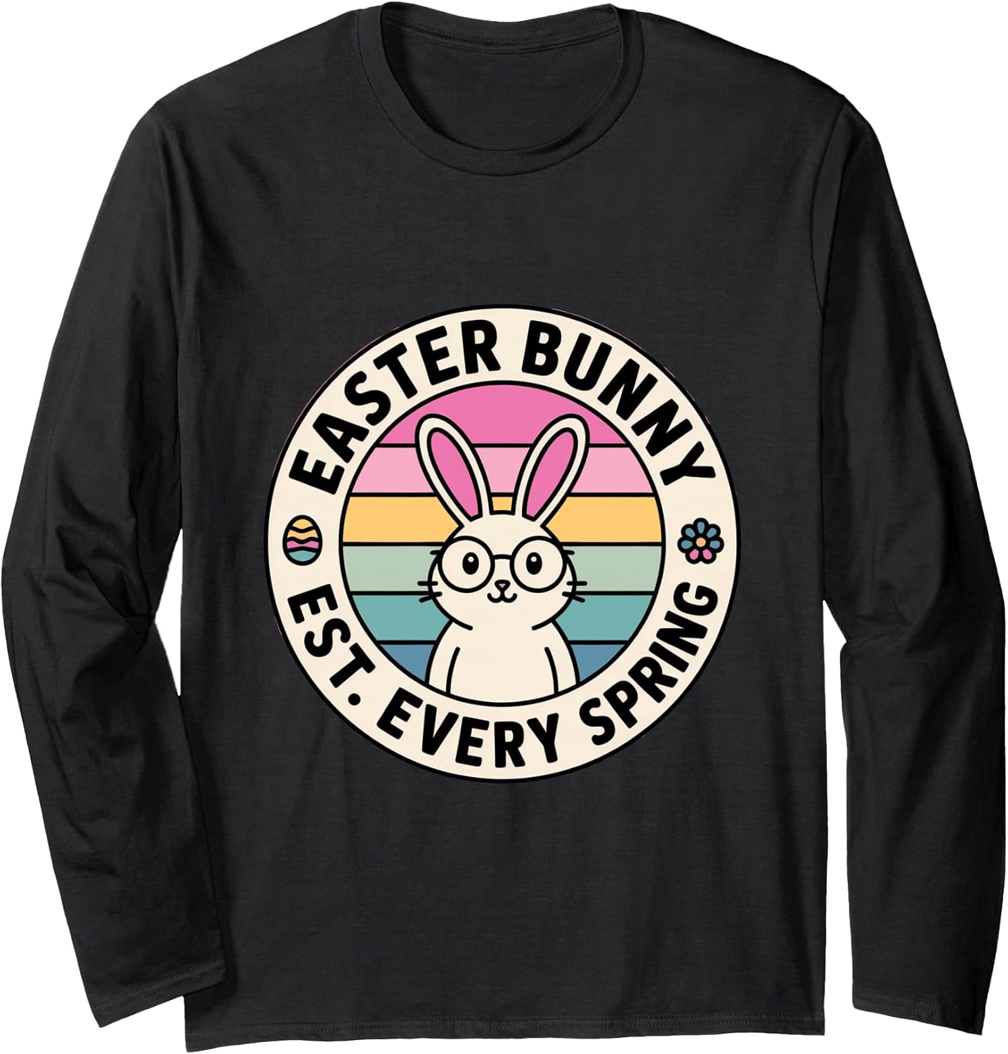 Easter Bunny Est Every Spring Retro Pastel Long Sleeve T-Shirt