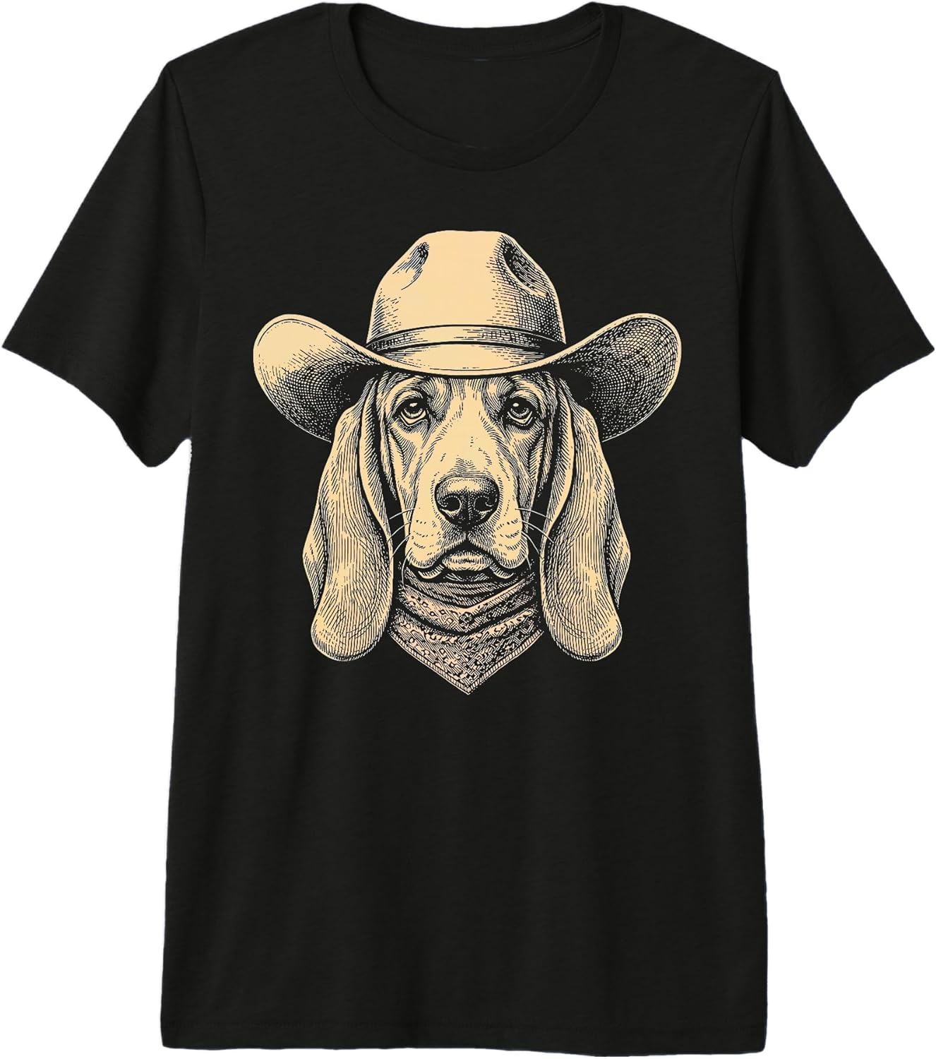 Vintage Cowboy Basset Hound Dog Western Retro Art