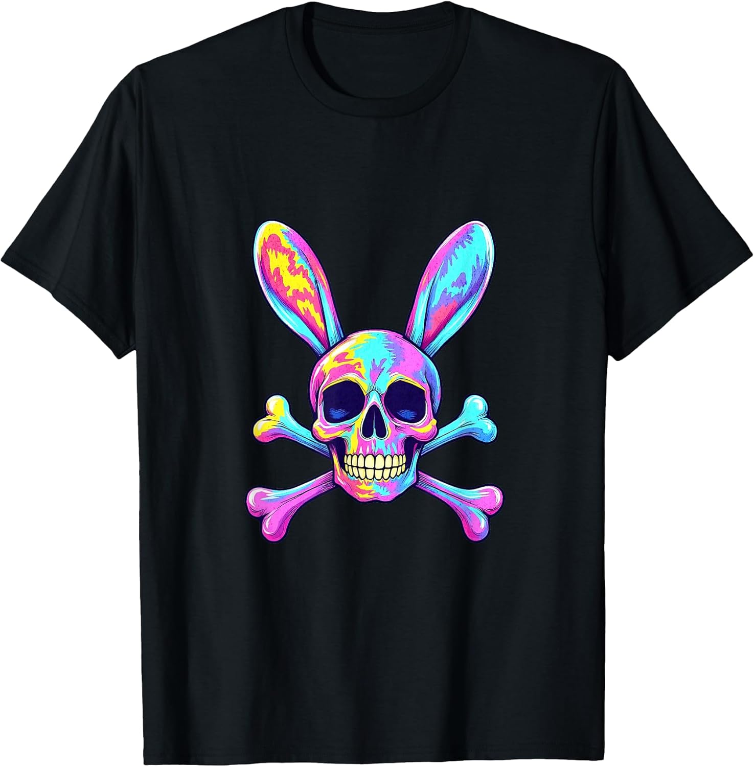 Funny Easter Bunny Cross Bones Skull Tie Dye Men Women Kids T-Shirt