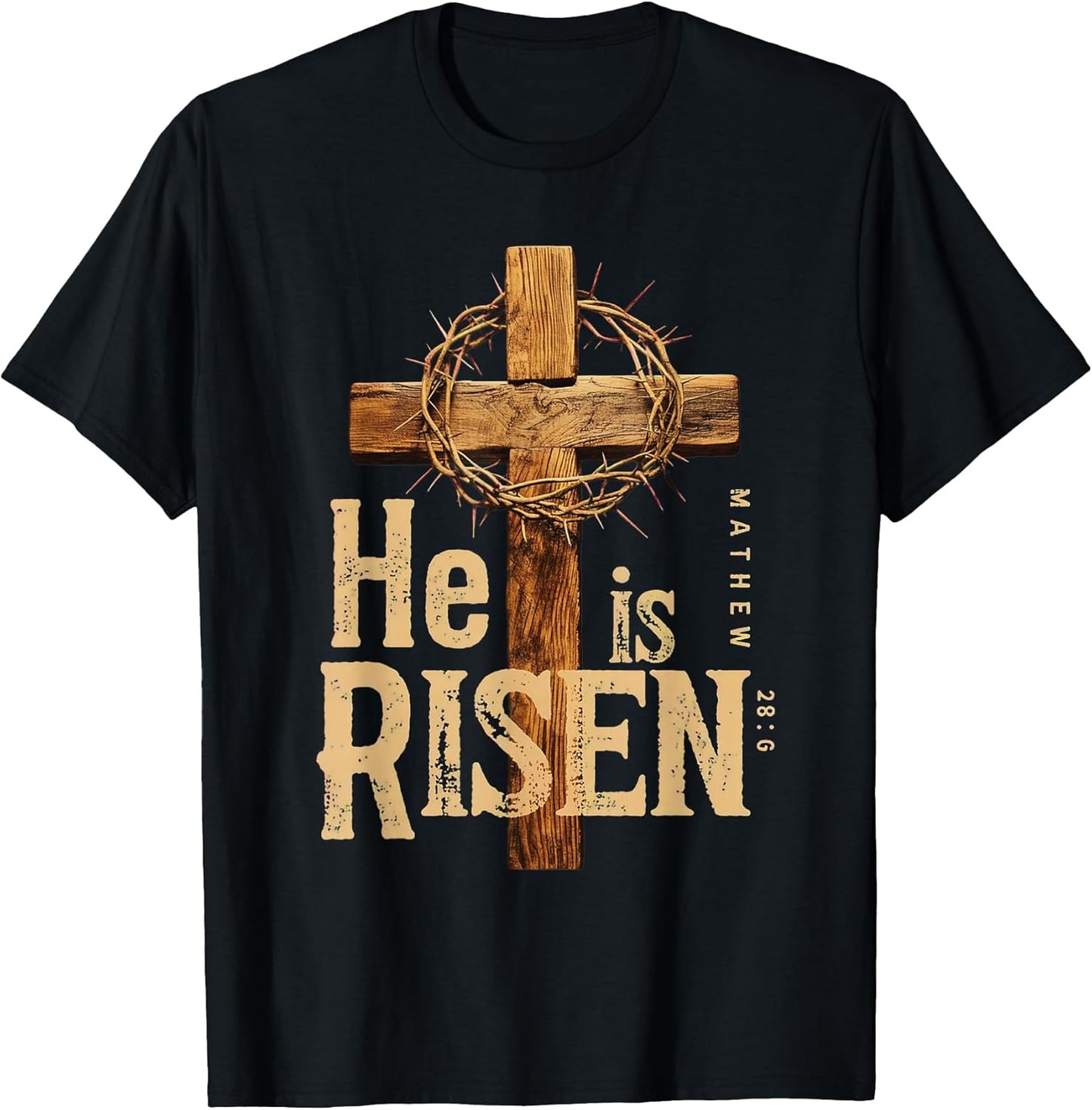 He is Risen Retro Vintage Cross Happy Easter T-Shirt
