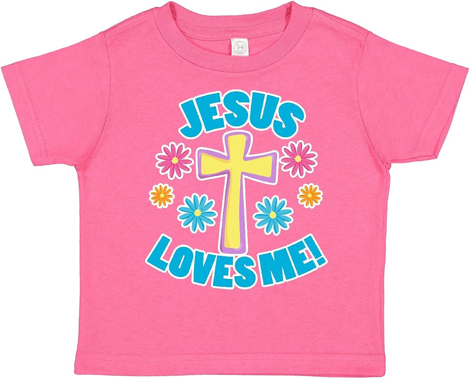 Easter Jesus Loves Me with Cross and Flowers Toddler T-Shirt